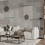 Wall murals Grey and white pattern with circles and squares