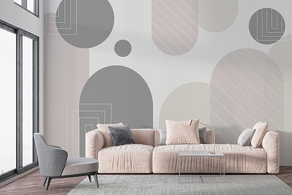 Soft geometric patterns in neutral tones Wall murals Soft geometric patterns in neutral tones