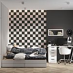 Wall murals Black and white checkered pattern
