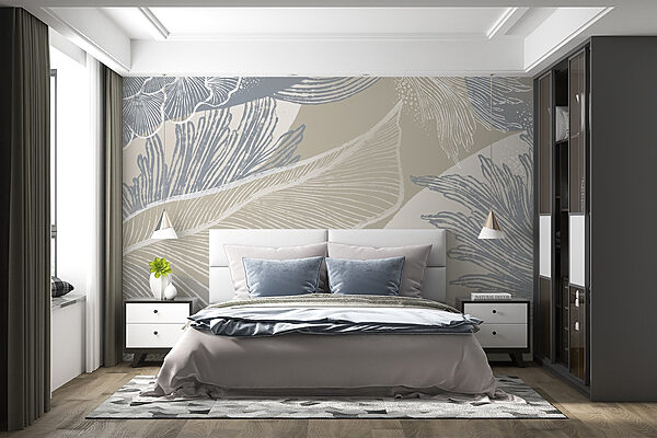 Elegant floral pattern in soft hues Wall murals Elegant floral pattern in soft hues