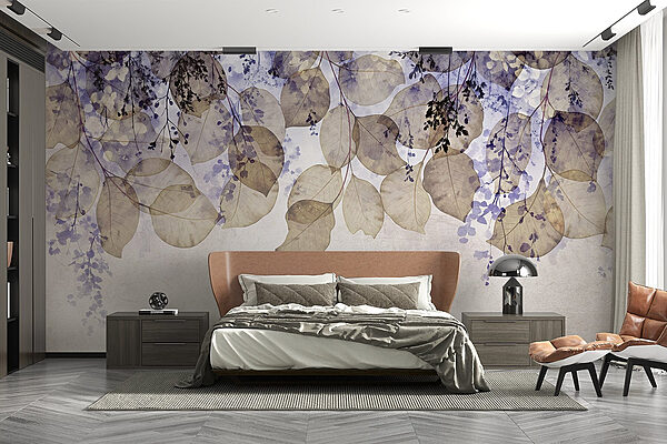 Delicate leaves in soft hues Wall murals Delicate leaves in soft hues