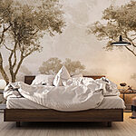 Wall murals Group of trees in a field