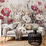 Wall murals Painting of flowers in a field