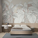 Wall murals Delicate lines weave through lush leaves.