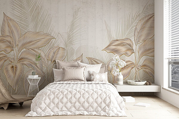 Elegant leaves in soft hues Wall murals Elegant leaves in soft hues