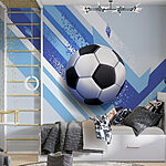 Wall murals Football ball on a blue and white background