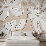 Wall murals Pattern of flowers on a beige background