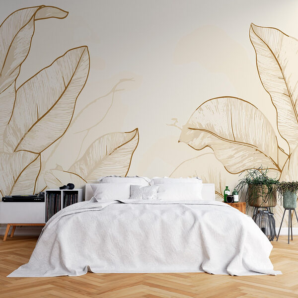 Elegant botanical illustrations of leaves Wall murals Elegant botanical illustrations of leaves