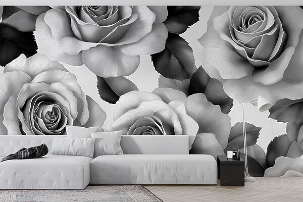 Group of roses with leaves Wall murals Group of roses with leaves