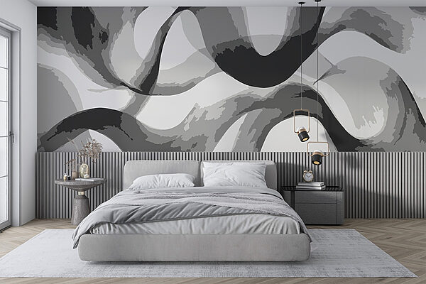 Grey and white swirly lines Wall murals Grey and white swirly lines