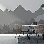 Wall murals Grey mountains with trees