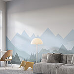 Wall murals Mountain range with trees