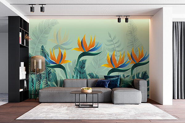 Group of flowers and leaves Wall murals Group of flowers and leaves