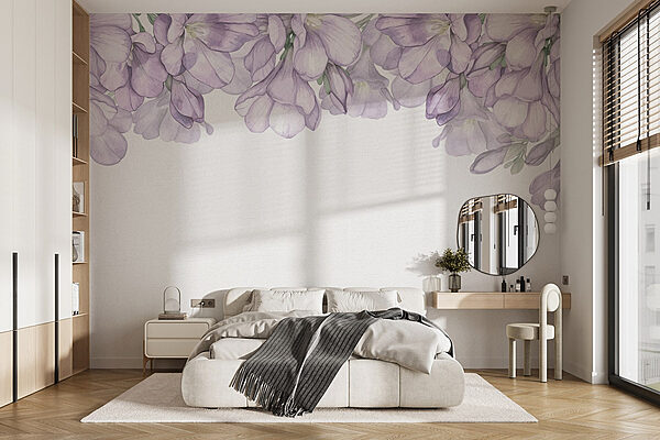 Wall murals Wall murals Row of purple flowers (SKU: w02400)