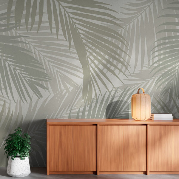Pattern of leaves on a white background Wall murals Pattern of leaves on a white background