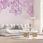 Wall murals Purple flowers and leaves