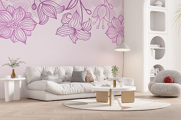 Purple flowers and leaves Wall murals Purple flowers and leaves