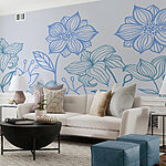 Wall murals Line of flowers with leaves