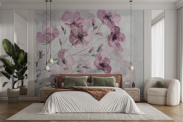 Group of pink flowers Wall murals Group of pink flowers
