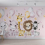 Wall murals Group of animals with balloons