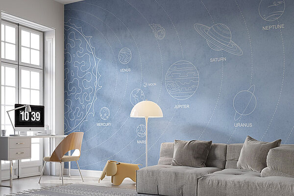 Wall murals Diagram of planets and their names