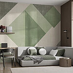 Wall murals Green and white geometric pattern
