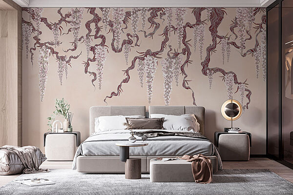 Painting of a tree with flowers Wall murals Painting of a tree with flowers