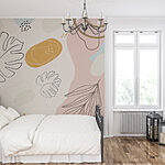 Wall murals Artful leaves on a pastel background