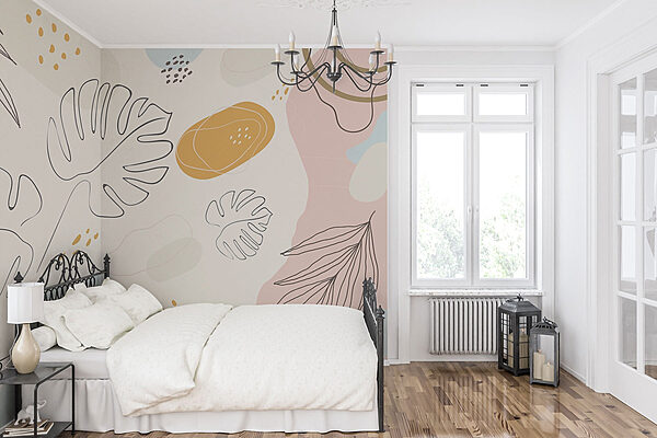 Artful leaves on a pastel background Wall murals Artful leaves on a pastel background
