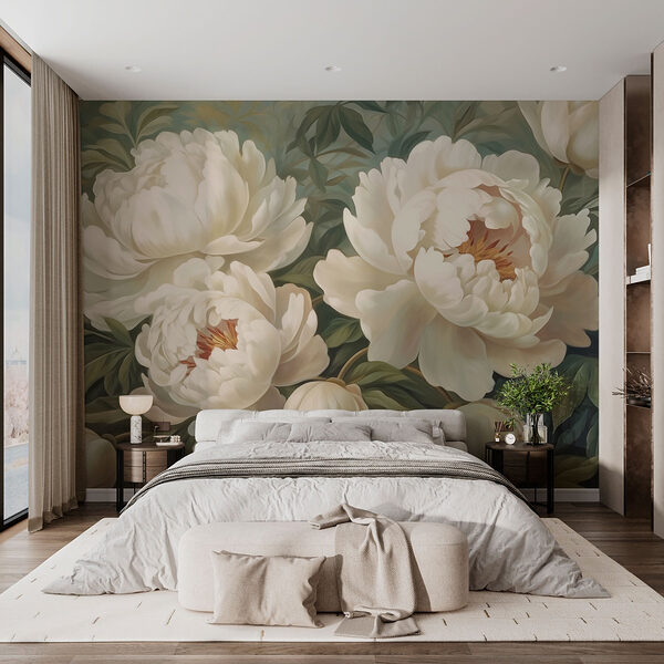 Lush blooms of delicate white petals Wall murals Lush blooms of delicate white petals