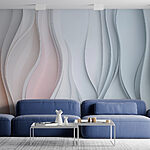 Wall murals White and pink wavy lines
