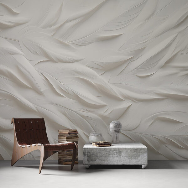 White feather pattern on a white surface Wall murals White feather pattern on a white surface
