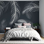 Wall murals Ethereal feathers on a dark backdrop