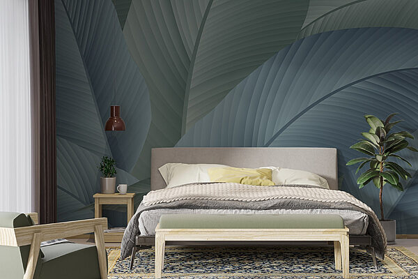 Textured leaves in soothing colors Wall murals Textured leaves in soothing colors