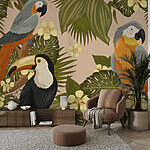 Wall murals Group of birds on a tree branch