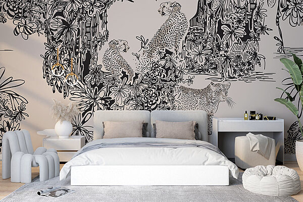 Pattern of cheetahs and plants Wall murals Pattern of cheetahs and plants