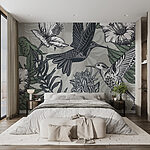 Wall murals Bird flying over flowers
