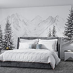 Wall murals Drawing of a snowy mountain range