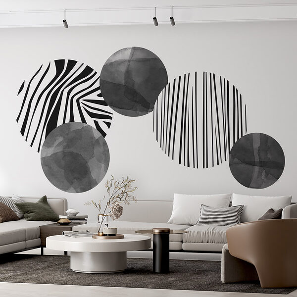 Group of circles with zebra stripes Wall murals Group of circles with zebra stripes