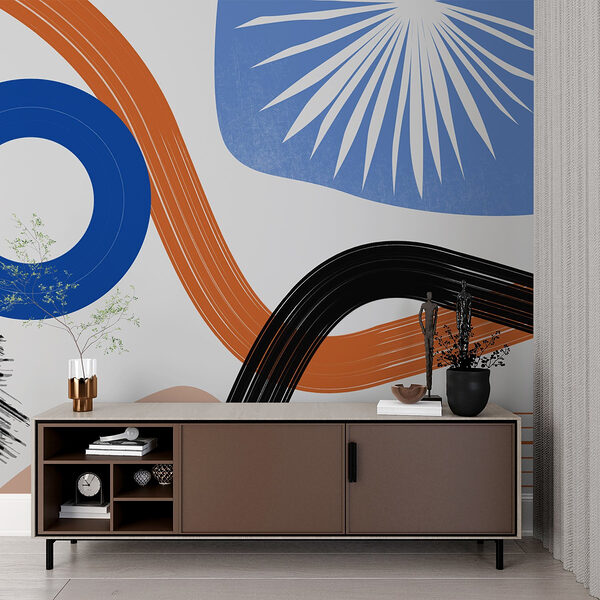 Colorful art piece with lines and circles Wall murals Colorful art piece with lines and circles