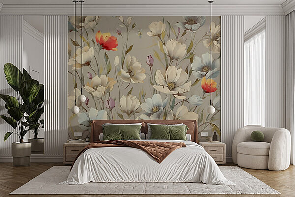 Delicate blooms in soft pastels Wall murals Delicate blooms in soft pastels