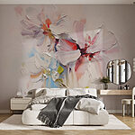 Wall murals Painting of flowers on a white surface