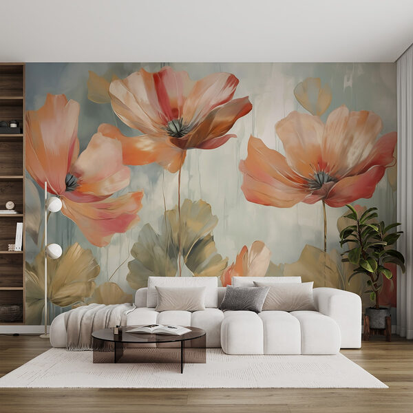 Painting of flowers on a wall Wall murals Painting of flowers on a wall