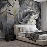 Wall murals Group of feathers on a grey surface