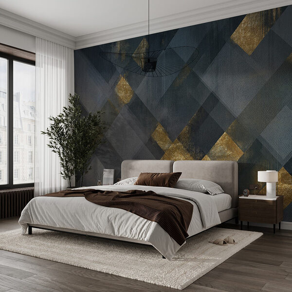 Abstract geometric pattern in dark tones Wall murals Abstract geometric pattern in dark tones