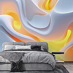 Wall murals White and orange wavy surface