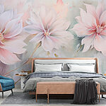Wall murals Painting of flowers on a white surface