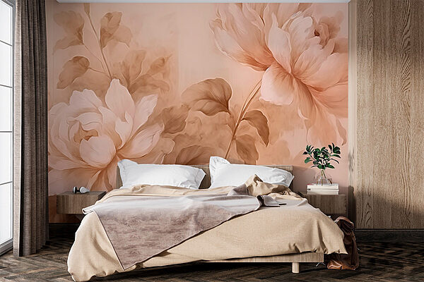 Painting of flowers and leaves Wall murals Painting of flowers and leaves