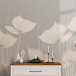 Wall murals White flowers with long stems