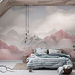 Wall murals Mountain range with clouds